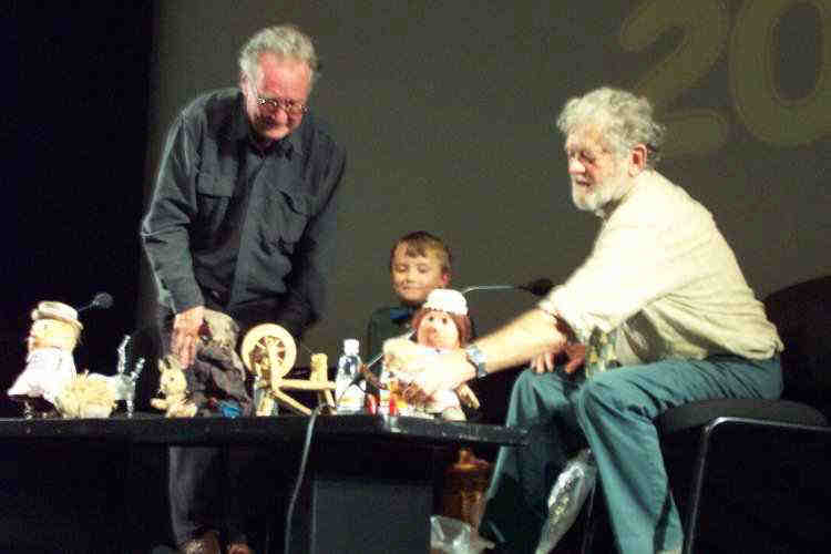 Oliver, Peter and some of the Pogles at the event in 2001